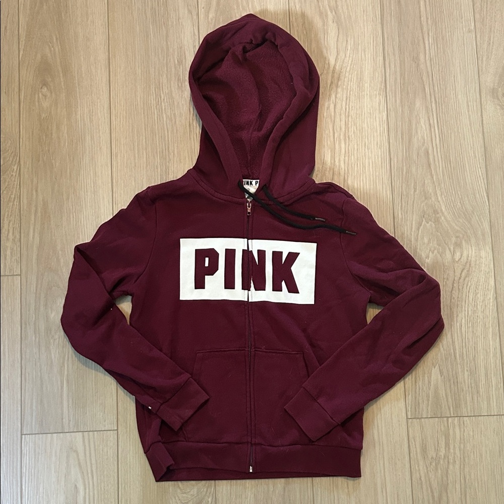 PINK Victoria's Secret Burgundy Zip-Up Hoodie